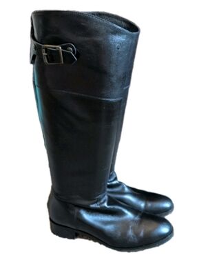 Vero Cuoio, ITALIAN LEATHER Tall Riding Black Boots Women Size 39 US 8.5 or 9